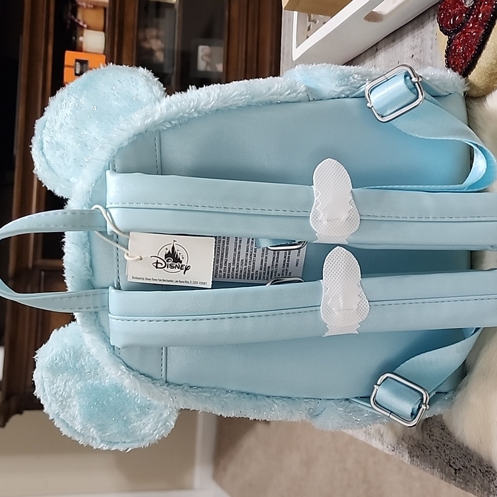 Loungefly Disney Parks Exclusive Minnie Mouse Light Blue Plush Mini Backpack - Picture 4 of 6